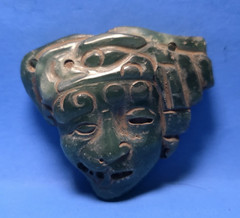PRE-COLUMBIAN MAYAN JADE DUALITY MASK PENDANT