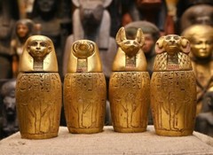 RARE Egyptian Antiquities Canopic jars (sons of Horus) jars for mummification BC