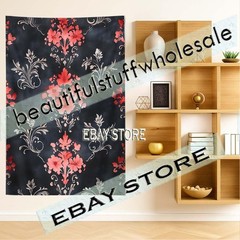 Gothic Wall Tapestry Victorian Red Pattern baroque textile aesthetic 59X82 in