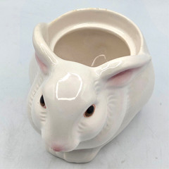 VINTAGE 70s Avon BUNNY CERAMIC PLANTER Candle Holder Hand Painted Brazil Easter