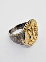 300 BC Ancient Roman Greek High Carat GOLD Silver Ring Erotic Motive Artifact