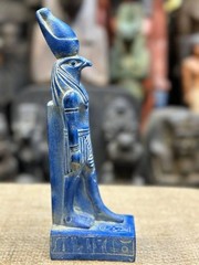 Ancient Egyptian Horus Falcon Statue Rare Lapis Lazuli Pharaonic Figurine BC