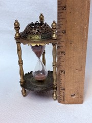 Ornate Antique Metal Glass Sand Hourglass