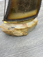 Vintage DeMott Brass Sailboat Sculpture Quartz Stone Base Signed MCM Brutalist