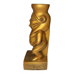 Ancient Egyptian God Bes Protective Statue Bronze Tone Home Decor Artifact