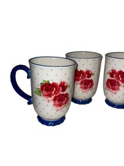 4 Large Pioneer Woman Ceramic Mugs ￼roses Fun