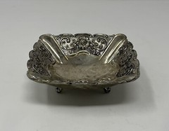 Davco Silver Ltd Footed Ornate Trinket Dish 4″ Silver Plated Victorian Vintage