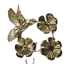 4 Pc Vintage Gold Hummingbird Wall Art Decor Brass Metal Flowers Hummingbirds
