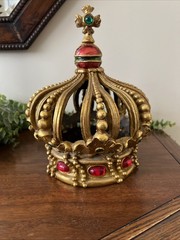 Heavy Ornate Gold Resin Crown 10” Table Top Decor Jewel Tuscan Old World