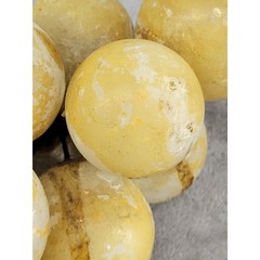 Vintage Alabaster Stone Grapes Cluster Yellow Marble Wood Stem MCM 19 Inch Large