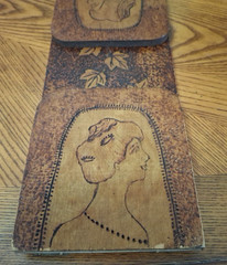 Antique Art Nouveau Expanding Bookend Wood Slide Flemish Folk Art