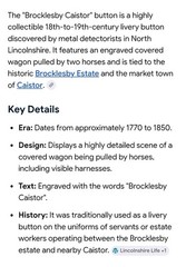 Brocklesby Caister Button Cufflink Early Transport / Livery / Advertising Find