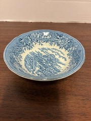 Blue & White English Village By Salem China Co. Olde Staffordshire 4″ Small Bowl
