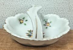 Small Hand Painted Gold Trim Porcelain Basket Flowers Occupied Japan