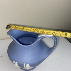 Jasperware Pitcher Jug Neoclassical & Vase Pot Bowl Wedgewood Blue 2pc
