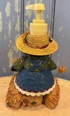 Vtg 1990s Country Crow in Dress Shaped Soap/Lotion Dispenser Sunflowers Strawhat