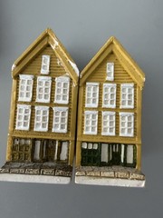 Dexter Bergen Norway Bryggen Miniature Buildings Set Of 7 Handmade 1994 Souvenir