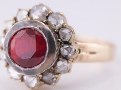 MUSEUM GRADE: Antique Faberge 14k Gold 1.77ct Ruby & 1ct Diamond Ring c1890’s