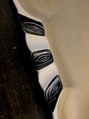 Vintage Enesco 1970s Import Ashtray. White, Gray, & Black. 10 1/8″X 6 1/8″x 7/8″