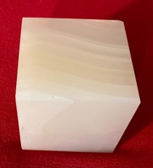 Vintage White Onyx Alabaster Stone Square Display Stand or Base Cube Paperweight