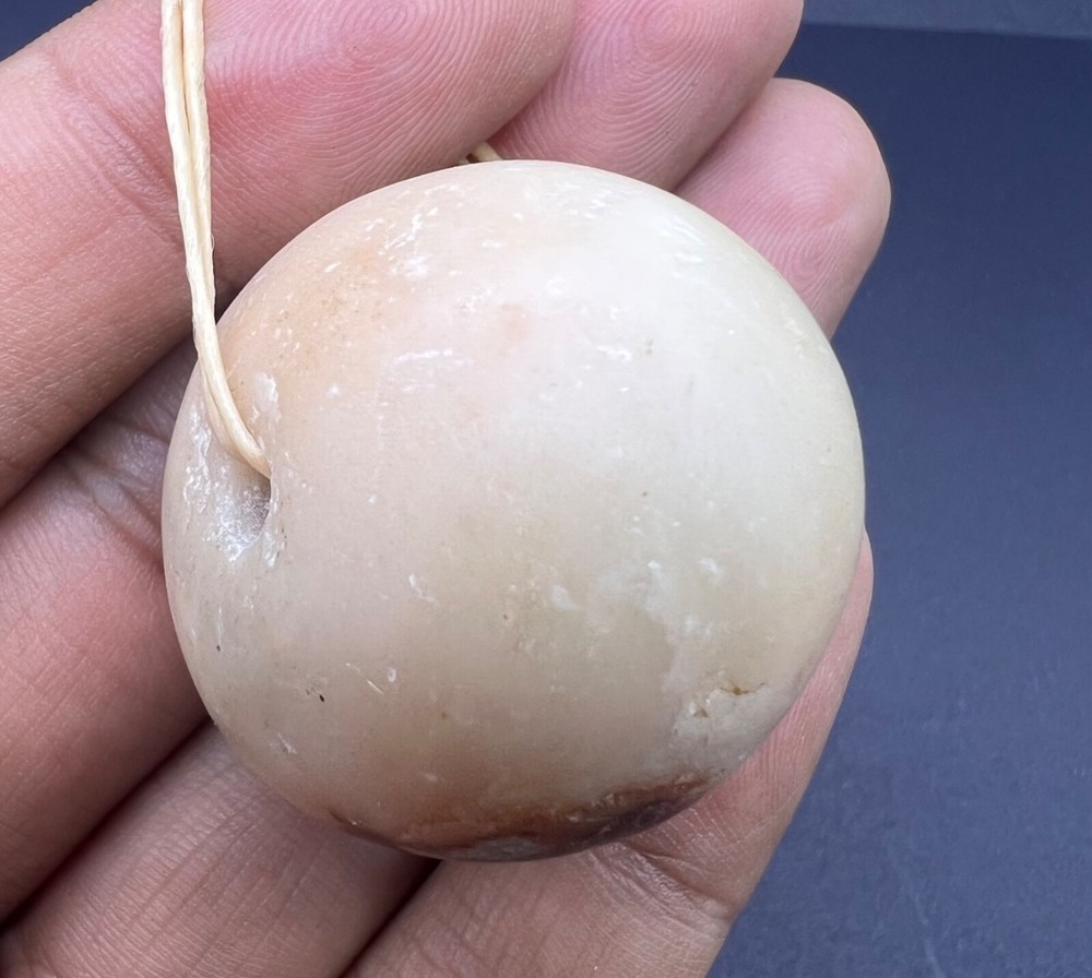 Rare Ancient Old Alabaster Stone Bactrian Bead From North Afghanistan