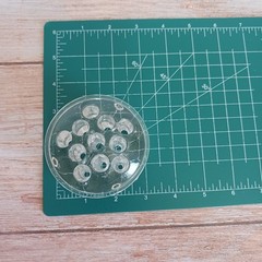 VTG Clear Glass Flower Frog 11 Hole Round 3″ Heavy Floral Stem Holder MCM Solid