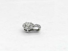 K18WG Diamond Pendant 0.20ct Flower Design Necklace Top Used