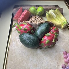 Vintage 3D Fruit Basket Wall Art in Ornate Gold Frame Italian 16”X12” Art Deco