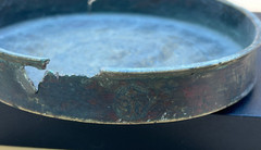 Islamic Seljuk Leaded Copper Etched Dish incised a Kufic inscription