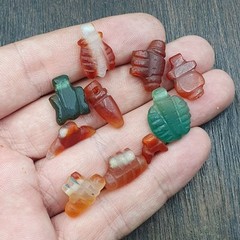 10 Antique Middle Eastern Mix Carnelian Agate & Jasper Amulet Beads