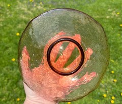 Hand Blown Amber Art Glass Vase Textured Pontil Base MCM Studio Glass