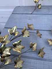 Vintage MCM Brass & Copper Tone Ivy Leaf Wall Art Set of 5 Metal Botanical Decor