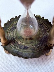 Ornate Antique Metal Glass Sand Hourglass