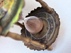 Ornate Antique Metal Glass Sand Hourglass