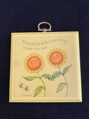Vintage Hallmark Friendship Wall Plaque Smiling Anthropomorphic Sunflowers Bees