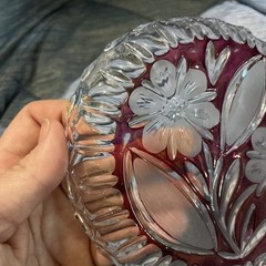 Vintage Candy Dish Echt Bleikristal Hofbauer Floral Lead Crystal Ruby Red