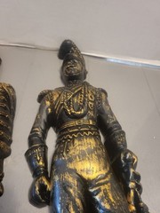 Vintage Pair 1965 Burwood Medieval Soldiers knight Wall Hanging Black & Gold