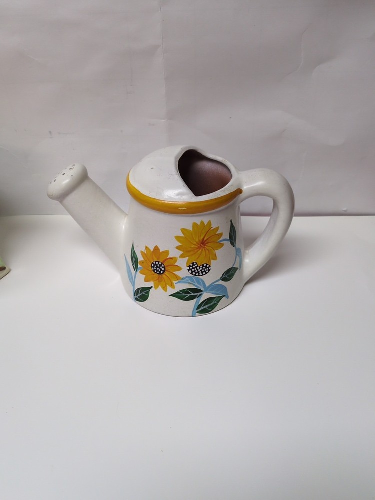 Unique Ceramic Watering Can with Sunflowers