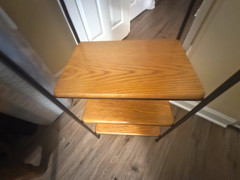 LONGABERGER WROUGHT IRON 5 TIER STAND SHELF w/ 5 WOOD SHELVES (BEAUTIFUL COND)