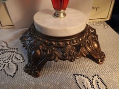 Vintage Brass Justice scale Prisms marble base Regency MC 18″ T 1960’s