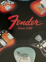 Electro Lounge Guitars Serving Tray with various iconic Fender guitar models