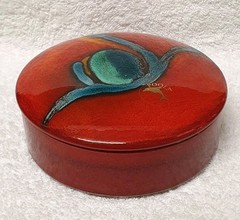 🔶️RETRO VINTAGE SPACE AGE POOLE POTTERY VOLCANO LIDDED BOWL MOD MCM POP ATOMIC