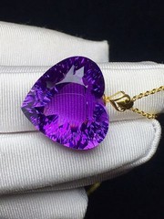 Natural Amethyst Quartz Purple Uruguay heart shape necklaces 18K