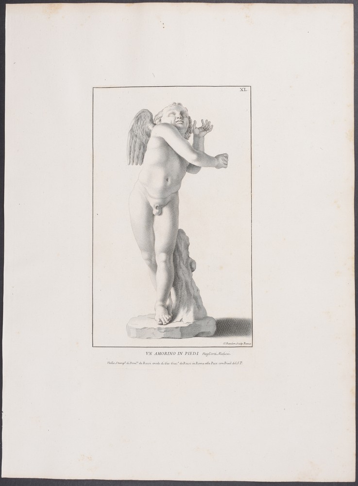 Rossi – Nude Statue – Un Amorino. 40 -1704 Raccolta de Statue FOLIO Engraving