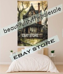 Abandoned Ghost Mansion Cloth Wall Tapestry haunted gothic style 59X82 in