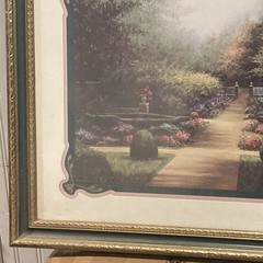 Home Interiors Picture Courtyard Picture Brass Frame Matted 27″x23 NVP