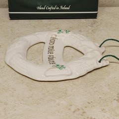 Belleek Shamrock Irish Welcome Wreath Wall Hanger Fine Parian China With Box