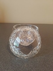 Lead Cut Crystal Apple Shaped Trinket Bowl Candy Dish Lid