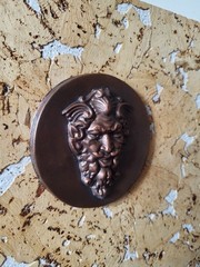 Gothic Devil Face Plaque Bronze Finish Grotesque Mask Dark Decor