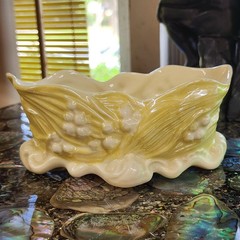 Vintage Belleek “Lilly of the Valley” Luster Trinket Dish Bowl, 7th Mark